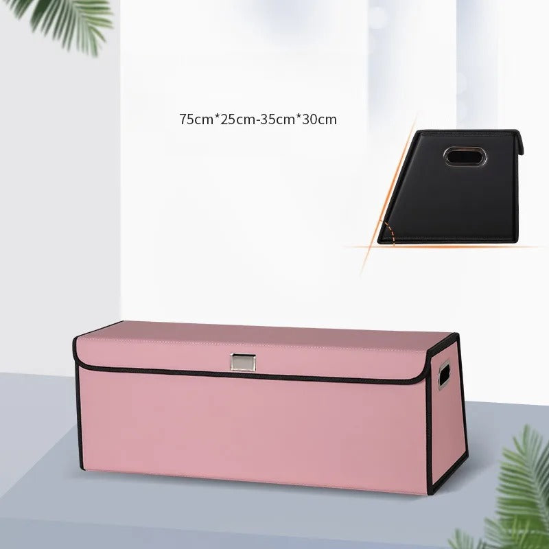 PU Leather Trunk Storage Box – Foldable Car Organizer for Tools & Accessories - Delicate Leather
