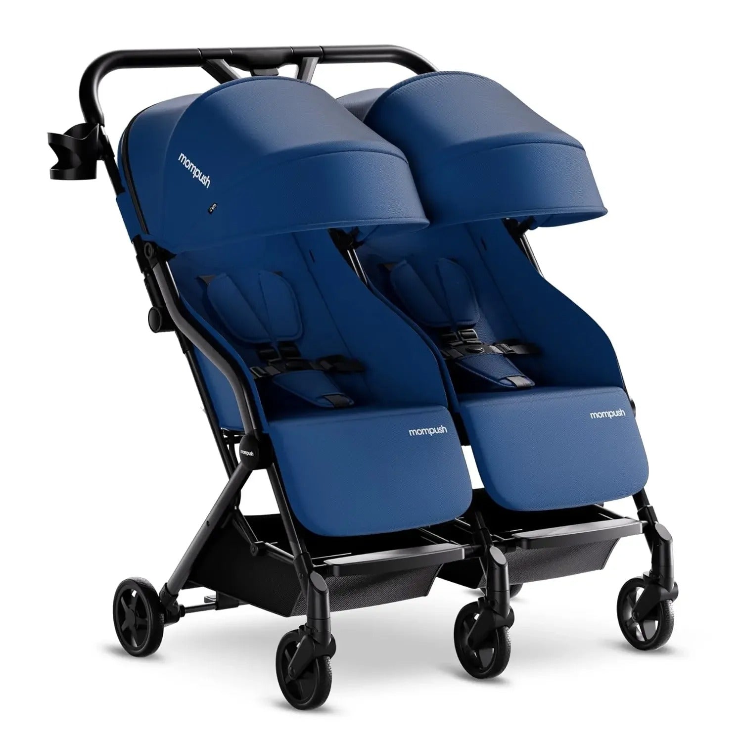 Double Ultralight Stroller – Lightweight Side-by-Side Twin Stroller with Adjustable Seats and Compact Fold - Delicate Leather