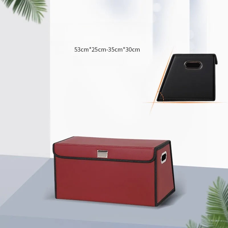 PU Leather Trunk Storage Box – Foldable Car Organizer for Tools & Accessories - Delicate Leather