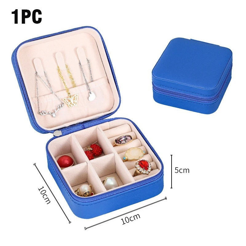 Double Layer PU Leather Portable Travel Jewelry Box - Storage Organizer Packaging Case for Earrings, Rings, Necklaces
