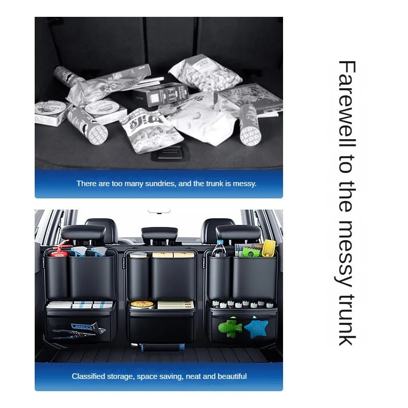 Car Trunk Organizer and Storage Detachable Seat Back Hanging Organizers Pocket - Delicate Leather