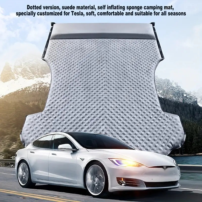 Car Self-Inflating Sleeping Pad – Portable 2.36" Camping Mattress for Tesla Model Y & 3 - Delicate Leather