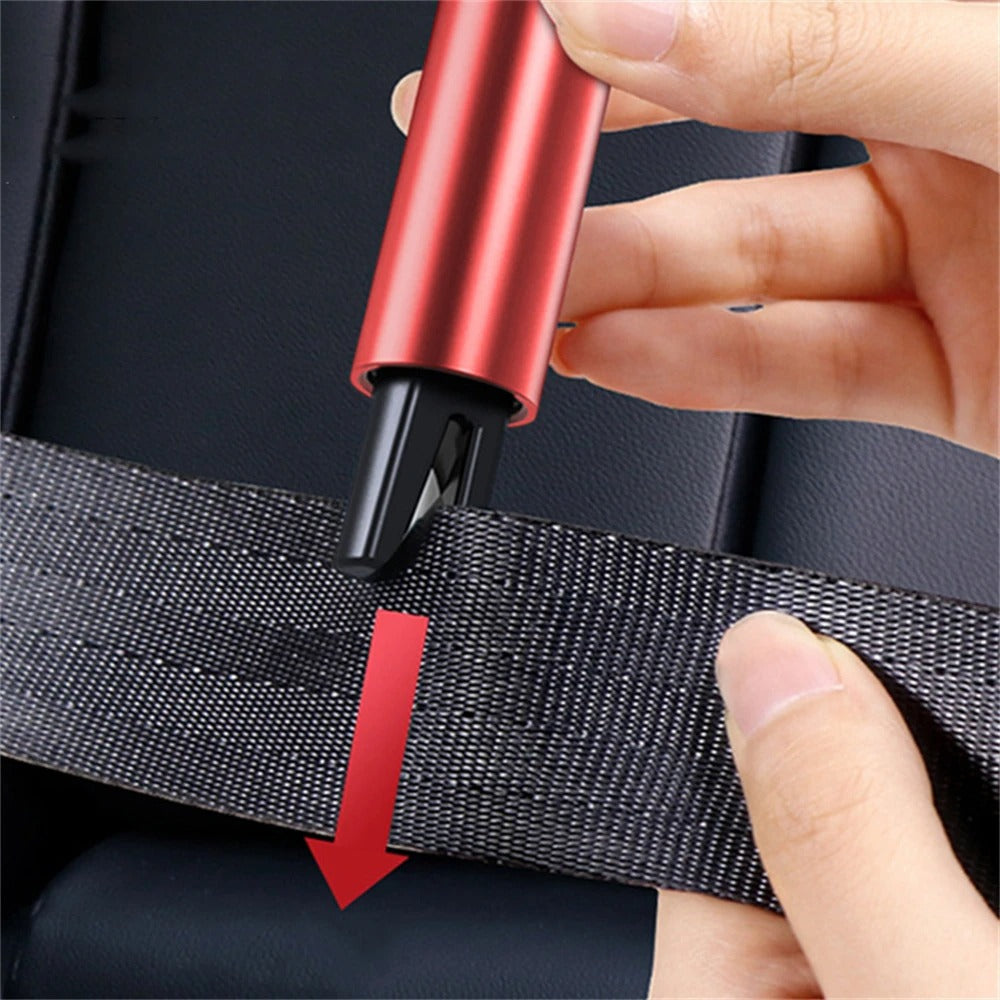 Mini Car Hammer Safety Supplies - Emergency Glass Breaker and Seat Belt Cutter for Car Security and Escape - Delicate Leather