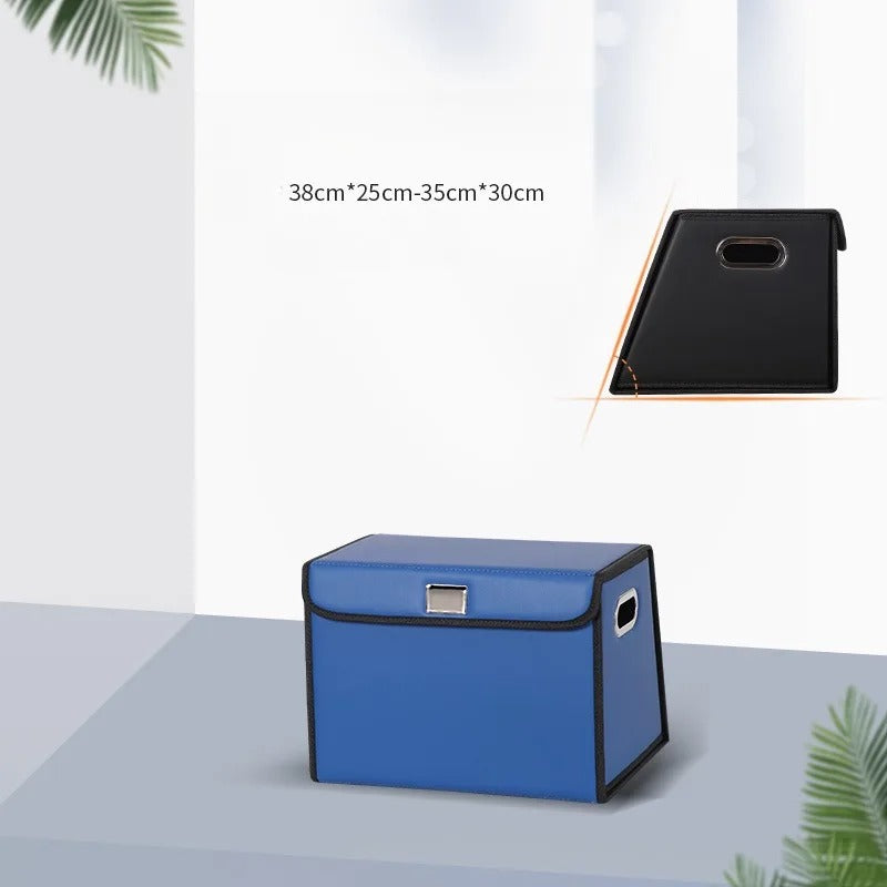 PU Leather Trunk Storage Box – Foldable Car Organizer for Tools & Accessories - Delicate Leather