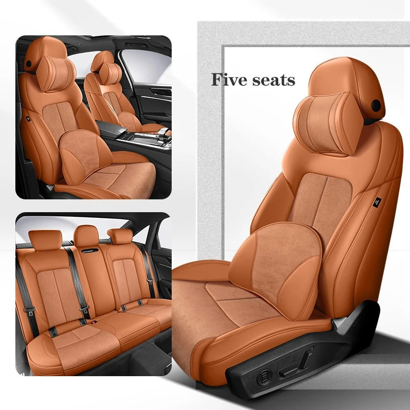 Custom Car Seat Cover Car Accessories Leather+Suede - Delicate Leather