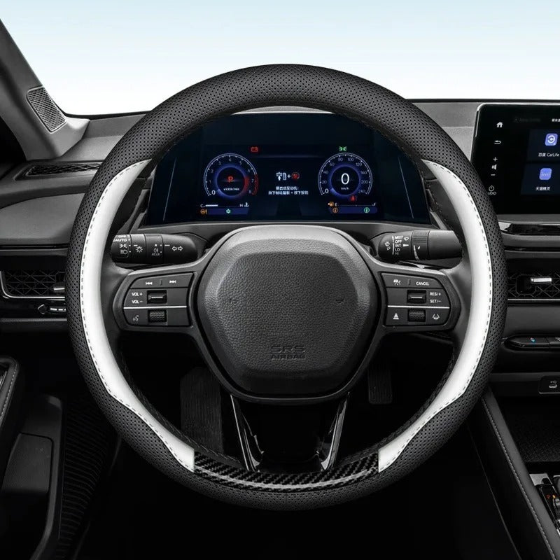 Universal PU Leather Steering Wheel Cover – Non-Slip 38cm O/D Type, Breathable All-Season Design - Delicate Leather