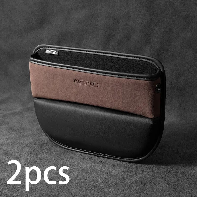 Car Seat Gap Organizer – Leather & Suede Storage Box for Front Seat - Delicate Leather