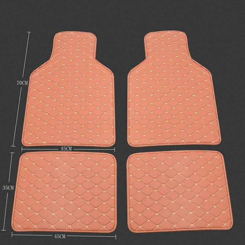 Universal Leather Car Floor Mats – 4-Piece Set with Multi-Layer Design - Delicate Leather