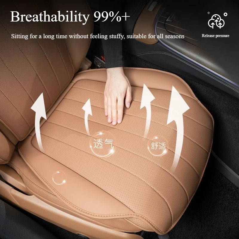 2025 Universal Car Seat Cushion – Premium Breathable Perforated Design for All-Season Comfort - Delicate Leather