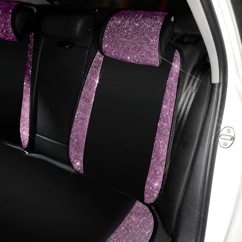 Cute Pink Rhinestone Car Seat Cover – Ice Silk Anti-Slip Cushion with Sparkling Crystal Design, Gift For Mother's Day 2025 - Delicate Leather
