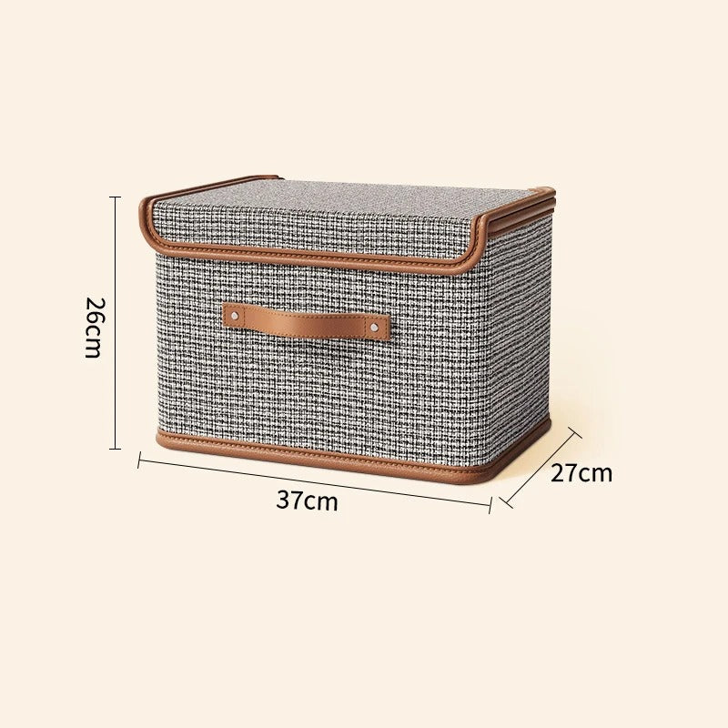 Dustproof Storage Box with Lid - Large Capacity Foldable Clothes Storage Box, Double Thickness Moisture-proof Storage Box - Delicate Leather