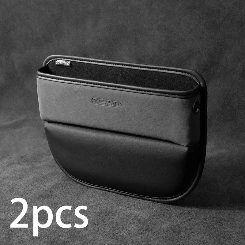Car Seat Gap Organizer – Leather & Suede Storage Box for Front Seat - Delicate Leather