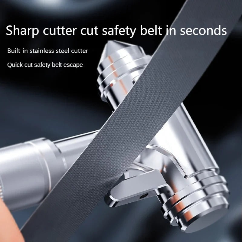 Car Safety Hammer 3-In-1 Emergency Escape Tool - Car Window Breaker, Seat Belt Cutter, Life-Saving Hammer - Delicate Leather