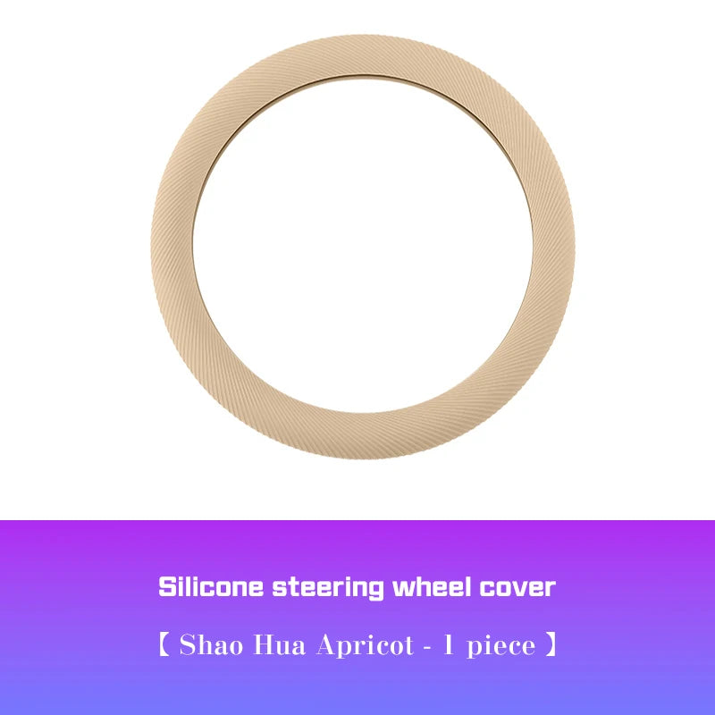 15 Inch Car Steering Wheel Protective Cover – Non-Slip Silicone Wheel Cover for 37–38cm Steering Wheels - Delicate Leather