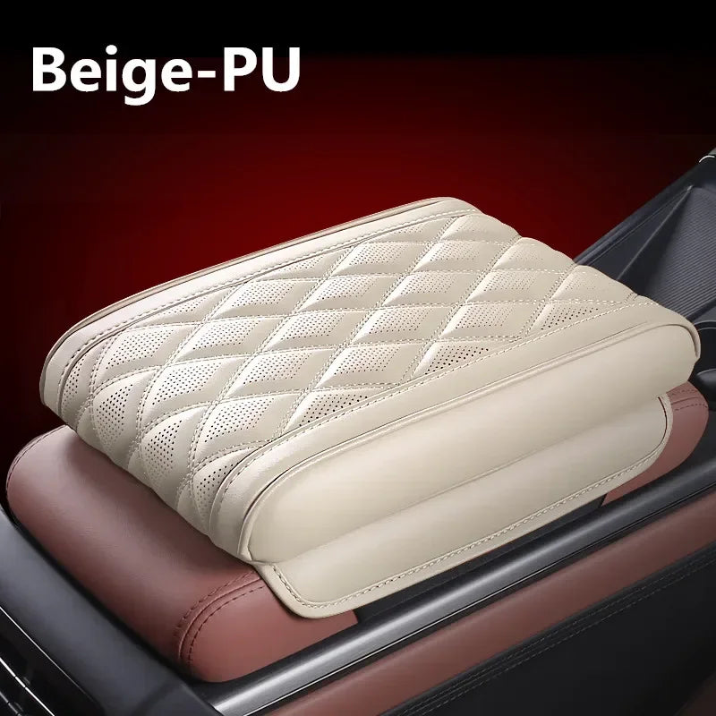 Universal Car Armrest Pad – Premium Leather Center Console Cushion with Memory Foam, Easy Installation - Delicate Leather