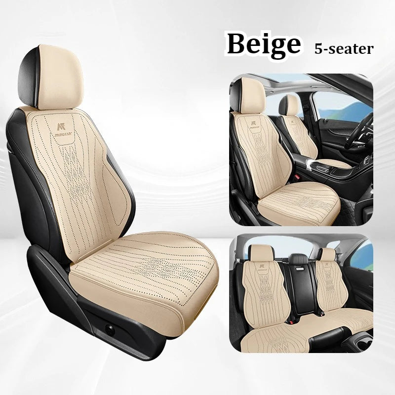 Premium Perforated Suede Car Seat Covers – Custom Fit, Full Wrapping, Multi-Model - Delicate Leather