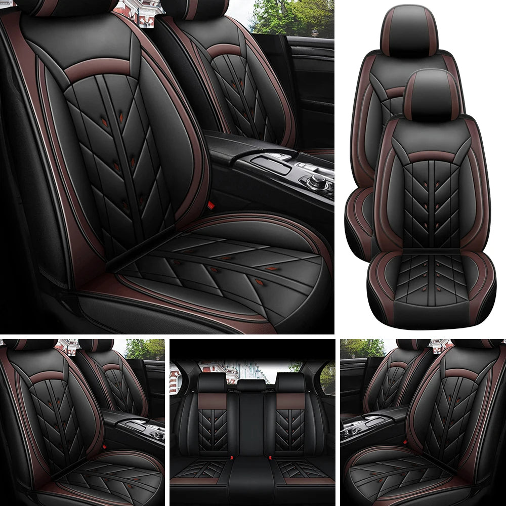 Universal 5-Seater PU Leather Car Seat Covers – Full Set Front & Rear Waterproof Cushions