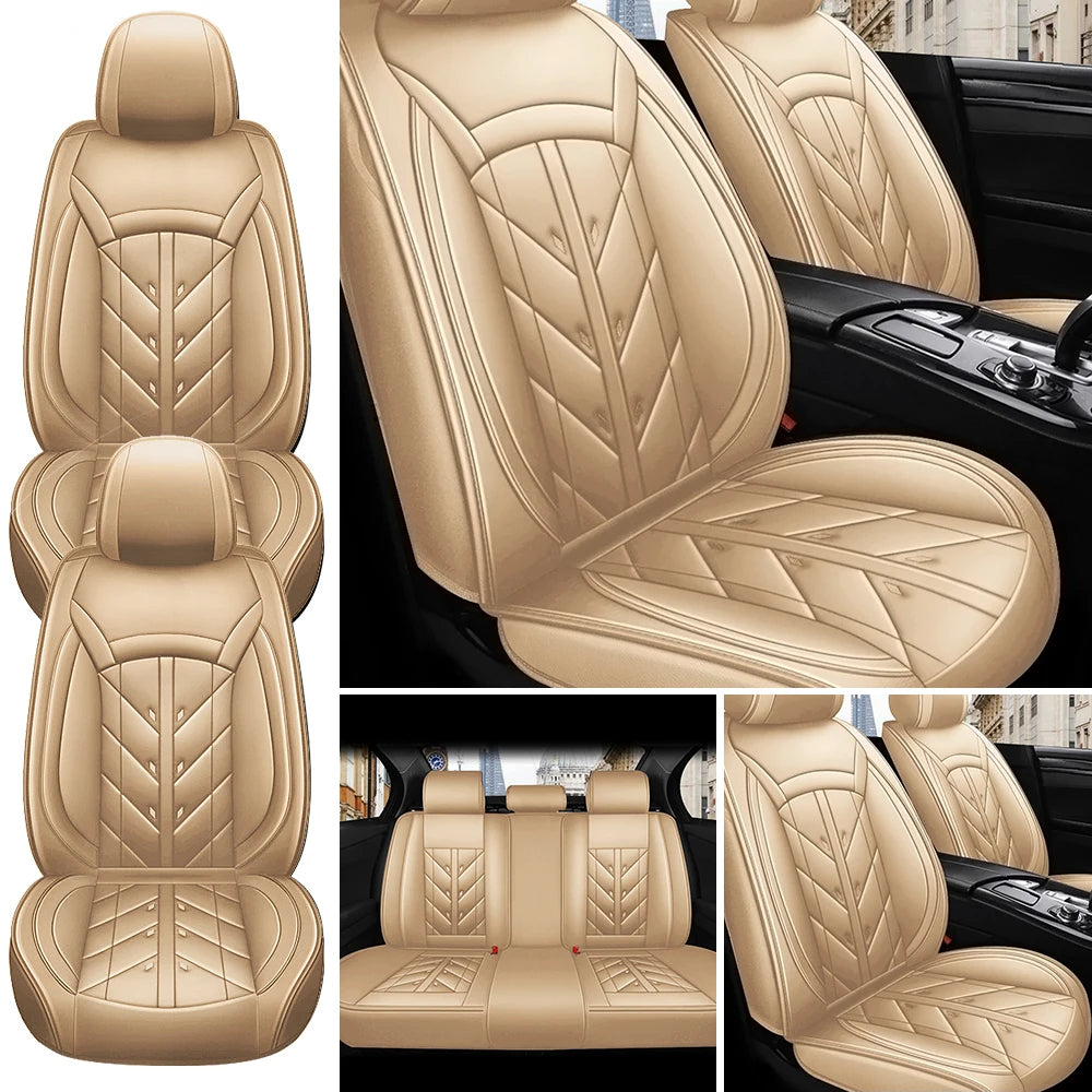 Universal 5-Seater PU Leather Car Seat Covers – Full Set Front & Rear Waterproof Cushions