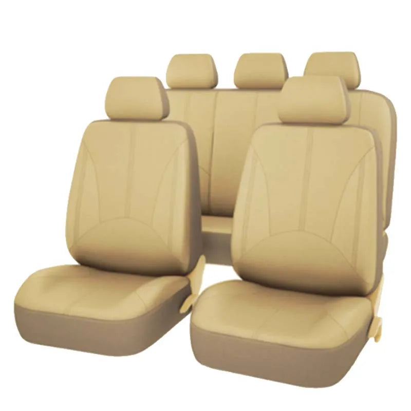 Full Set PU Leather Car Seat Covers – Universal Fit 5 Seats, Durable Interior Cushion Protector - Delicate Leather