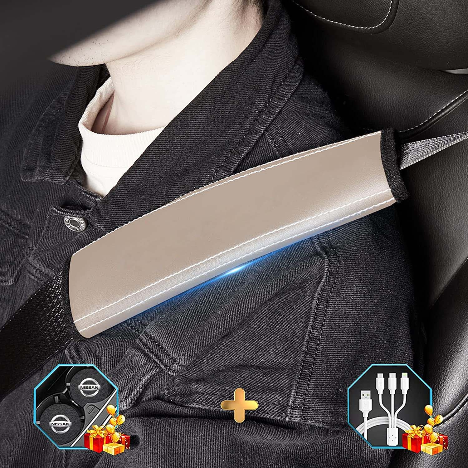 Car Seat Belt Covers (2PCS), Custom-Fit For Car, Microfiber Leather Seat Belt Shoulder Pads for More Comfortable Driving, Car Accessories DLHY238 - Delicate Leather