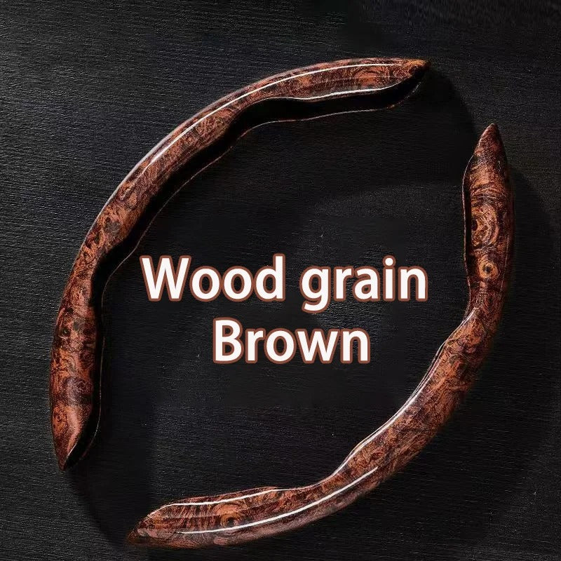 Universal Wood Grain Steering Wheel Cover 38cm – Breathable Non-Slip Sweat-Absorbent Car Steering Wheel Protector - Delicate Leather