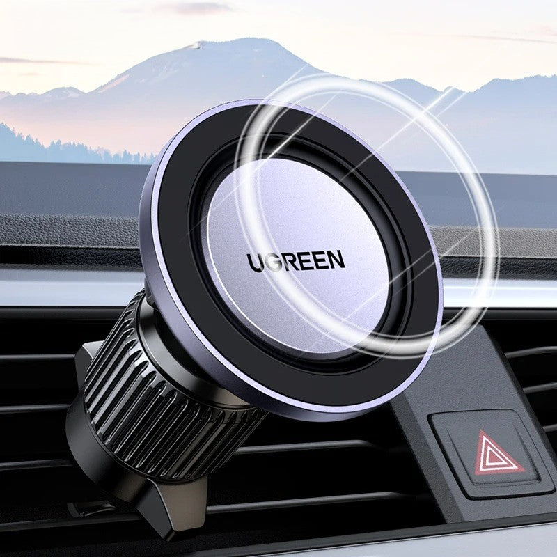 Magnetic Car Phone Holder - Air Vent Stand for iPhone 15/14/13 Pro Max, Xiaomi, Samsung - Delicate Leather