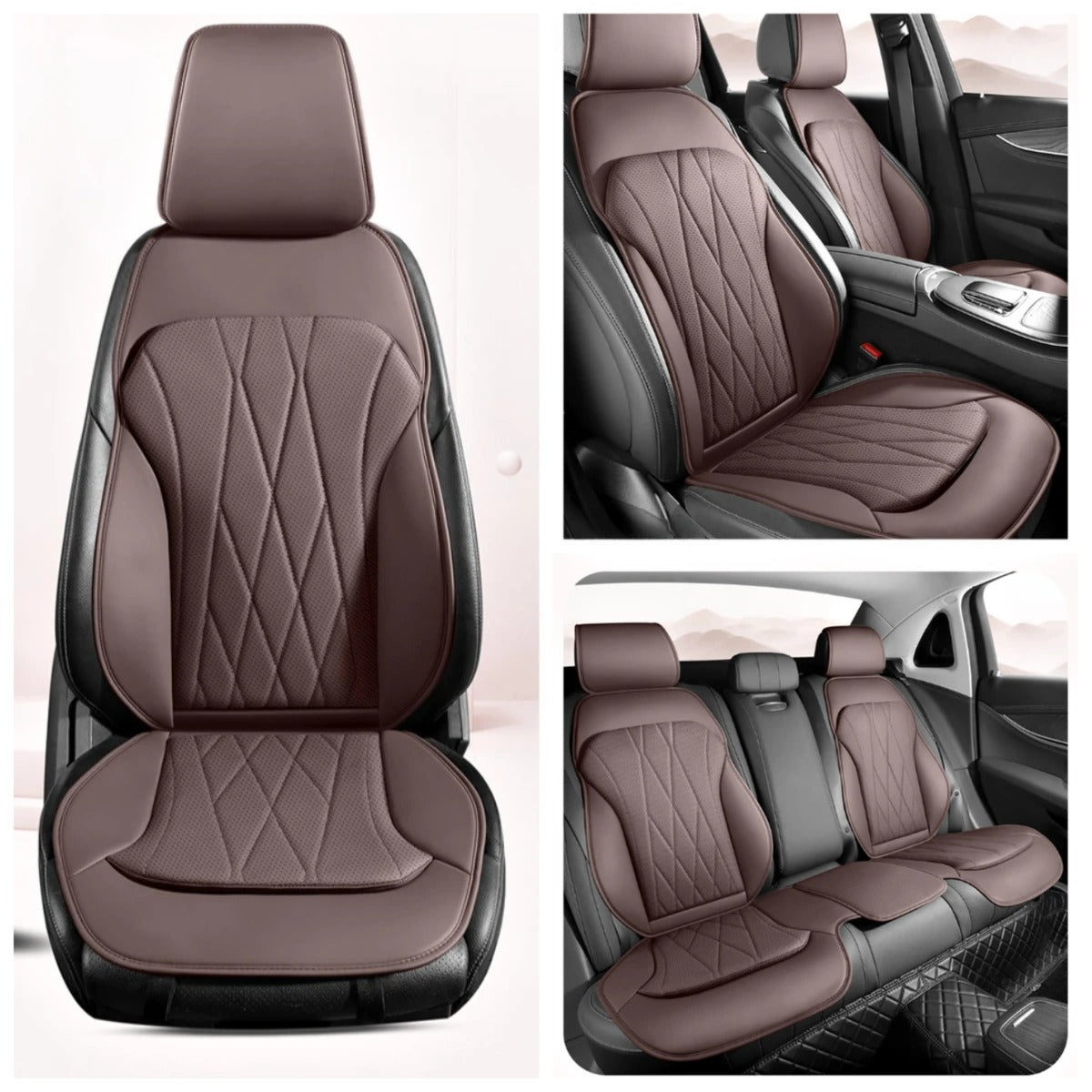 Premium Leather Car Seat Covers – Universal Full Set with Non-Slip Protection - Delicate Leather
