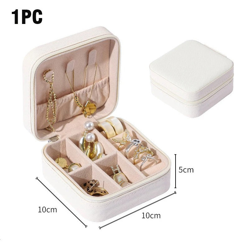 Double Layer PU Leather Portable Travel Jewelry Box - Storage Organizer Packaging Case for Earrings, Rings, Necklaces - Delicate Leather