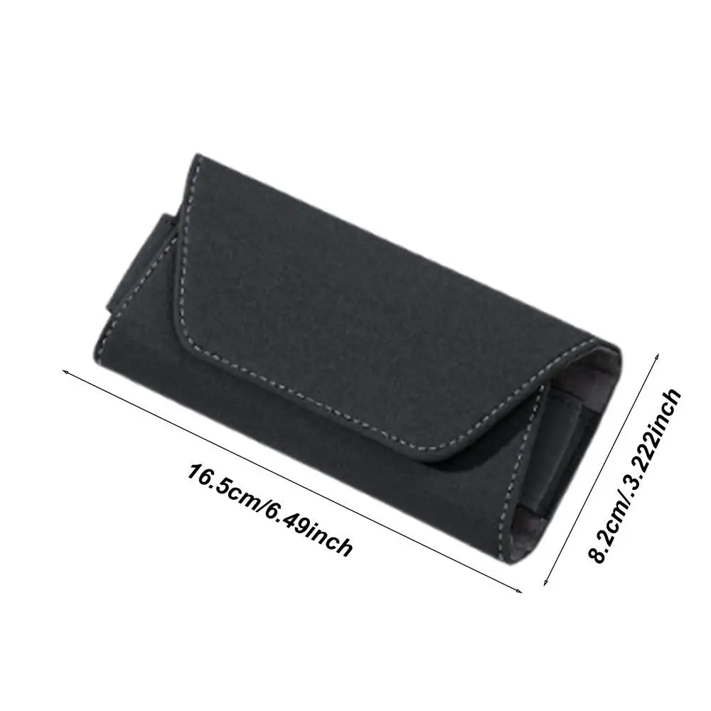 Car Sunglass Holder – Compact Leather Magnetic Glasses Clip, Visor Mount Protective Case for Sunglasses & Small Essentials - Delicate Leather