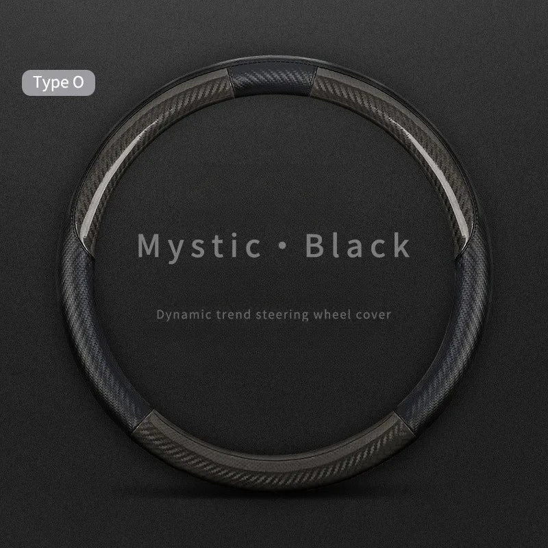 Carbon Fiber Leather Car Steering Wheel Cover – Universal Non-Slip O/D Type Steering Wheel Covers - Delicate Leather