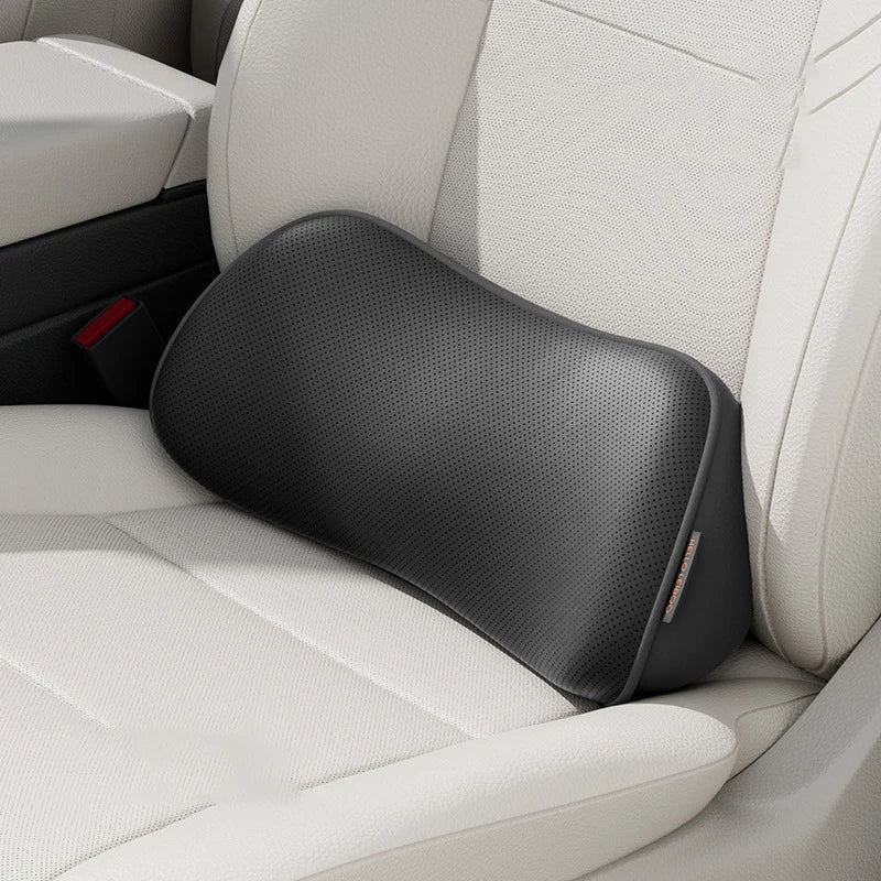 Car Lumbar Support Pillow – Breathable Memory Foam Waist Cushion for Car and Office - Delicate Leather