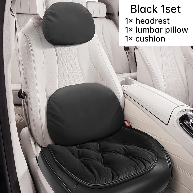 Premium PU Leather & Velvet Car Seat Covers – Cloud-Like Soft, Fluffy, Breathable, Universal Fit Interior Cushion Set - Delicate Leather