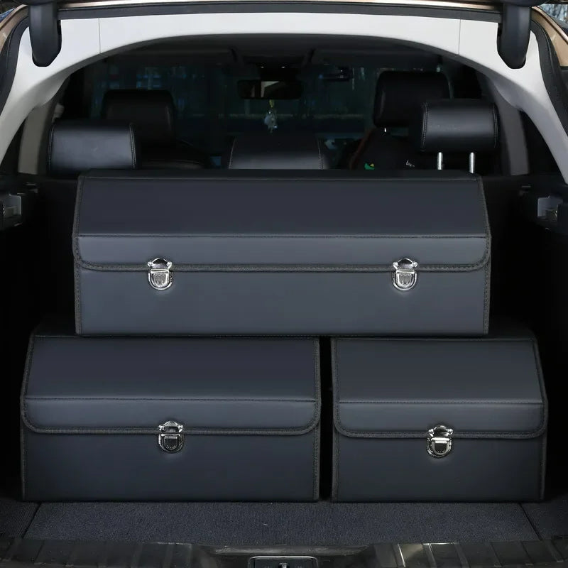 65L Car Organizer for Trunk Box - Storage & Cleaning Car Accessories - Visible Interior Vehicle Supplies - Delicate Leather