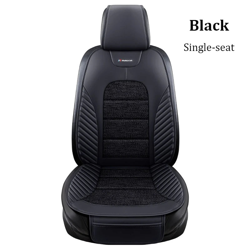 PU Leather & Linen Car Seat Cushion with Storage Bag – Breathable All-Season Seat Pad, Universal Fit - Delicate Leather