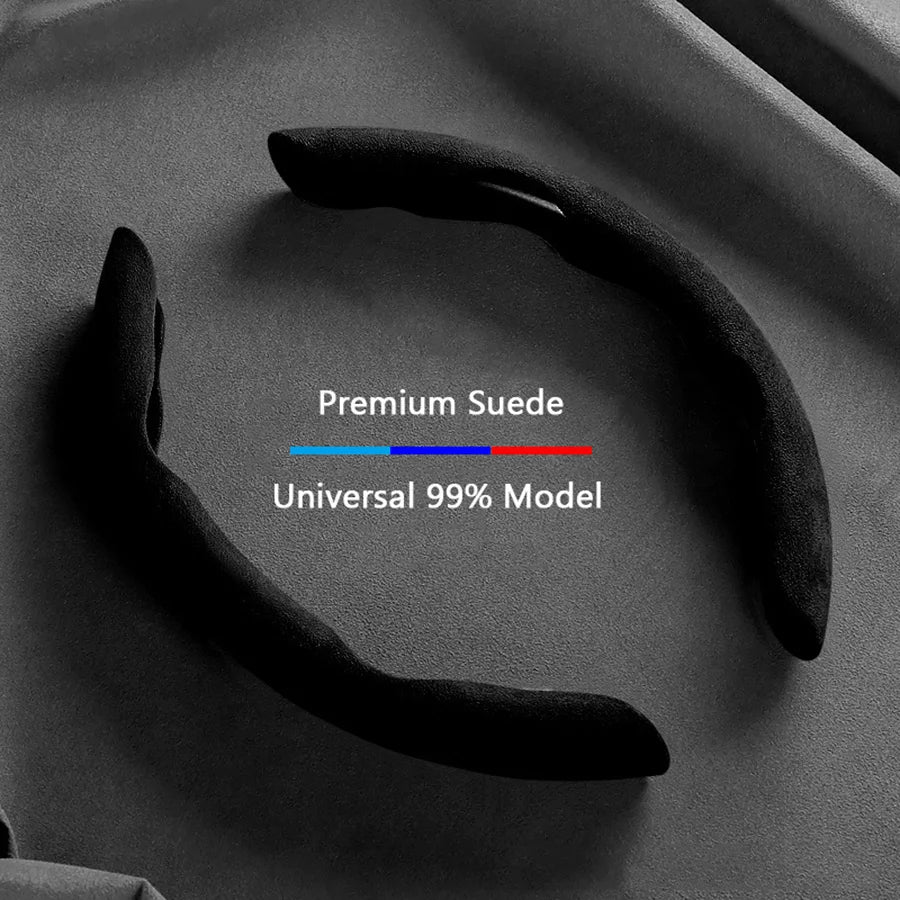 38cm Suede Steering Wheel Booster Cover – Non-Slip Universal Car Steering Protector, Brown (2-Pack) - Delicate Leather