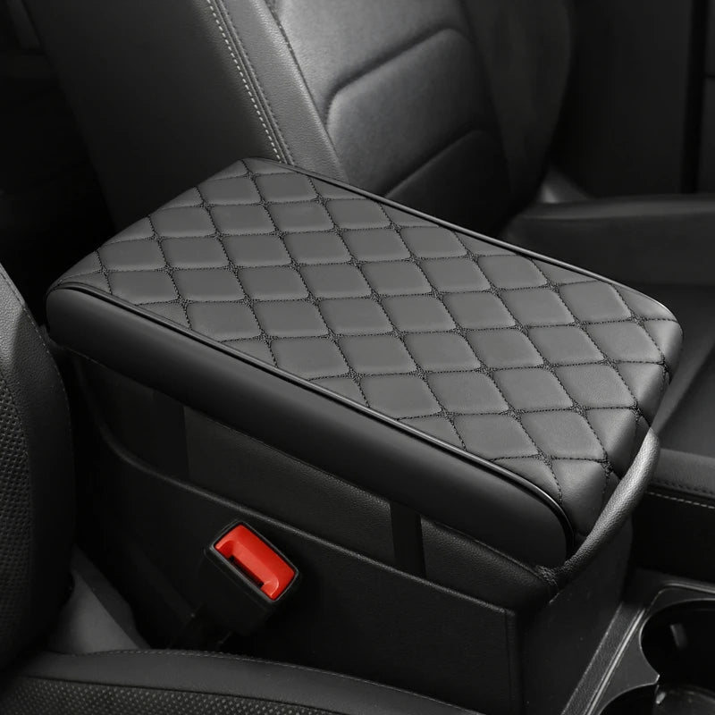 PU Leather Car Armrest Cushion – 5 cm Height Increase Center Console Support Pad - Delicate Leather