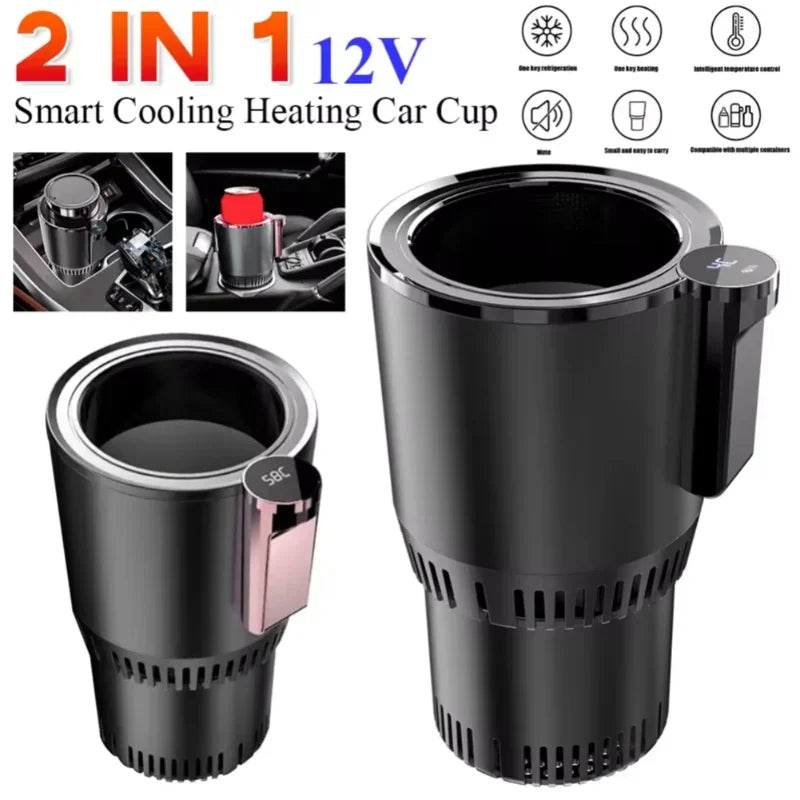 Smart 2-in-1 Hot & Cold Cup Holder (SP3) – Fast Cooling & Heating with Touch Screen Control for Car & Home Use - Delicate Leather