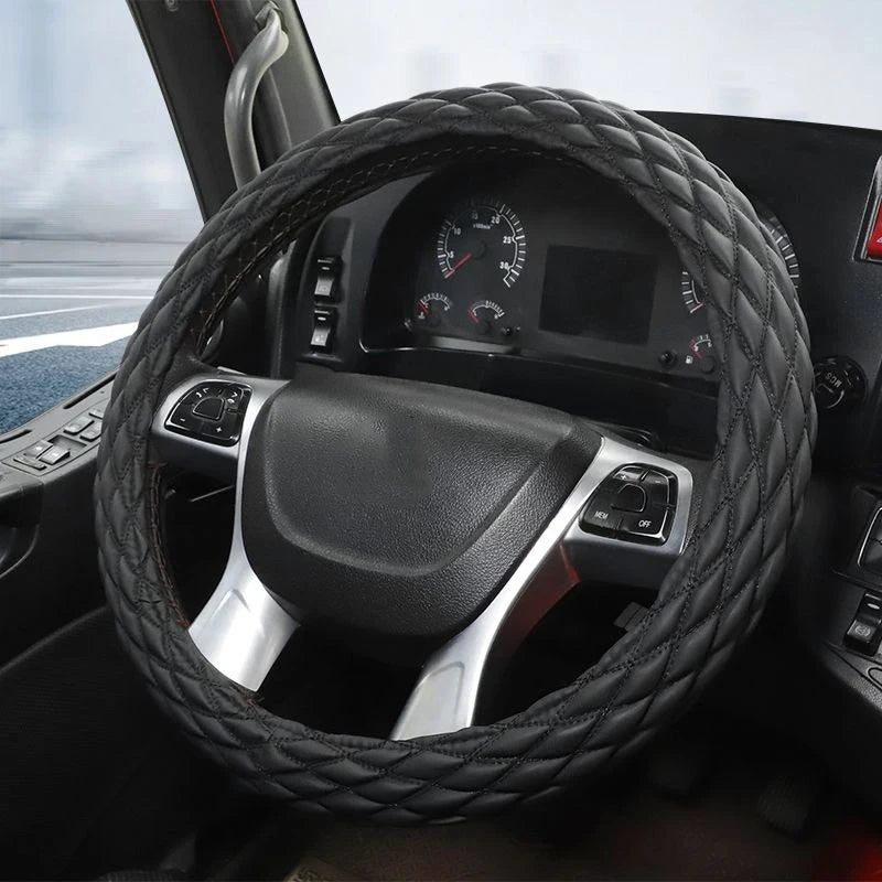 Universal Heavy-Duty Steering Wheel Cover 38cm– Anti-Slip Grip for Truck, Van, Bus & Lorry - Delicate Leather