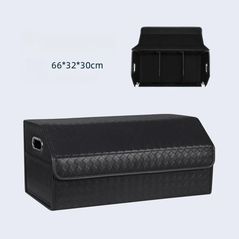 Multi-Functional Folding Trunk Organizer with Nappa Leather - Universal Fit, Waterproof, and Collapsible Design