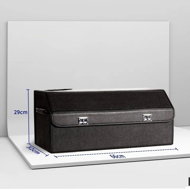 Foldable Car Trunk Storage Box – Large Capacity Leather Organizer for Auto Accessories, Waterproof and Easy to Store - Delicate Leather