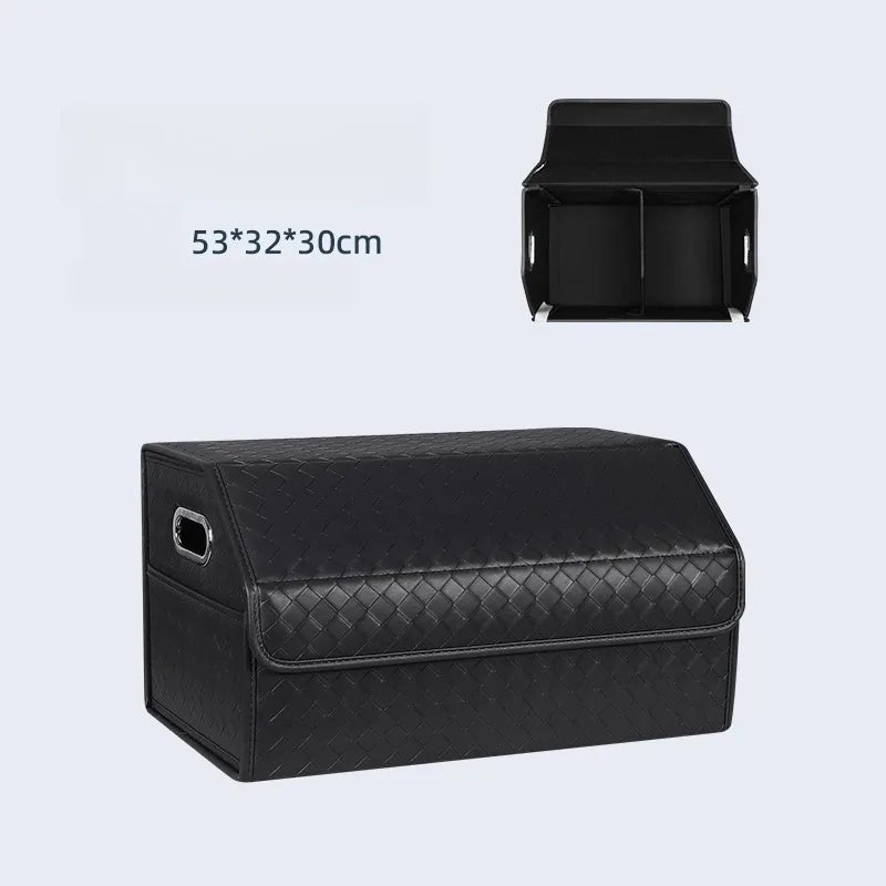 Multi-Functional Folding Trunk Organizer with Nappa Leather - Universal Fit, Waterproof, and Collapsible Design
