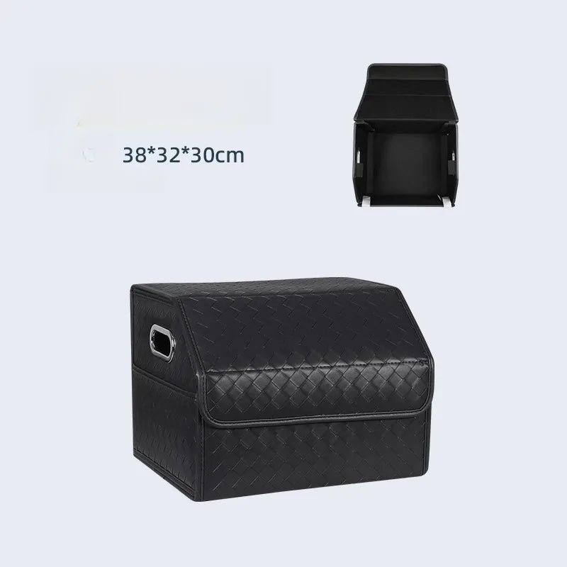 Multi-Functional Folding Trunk Organizer with Nappa Leather - Universal Fit, Waterproof, and Collapsible Design