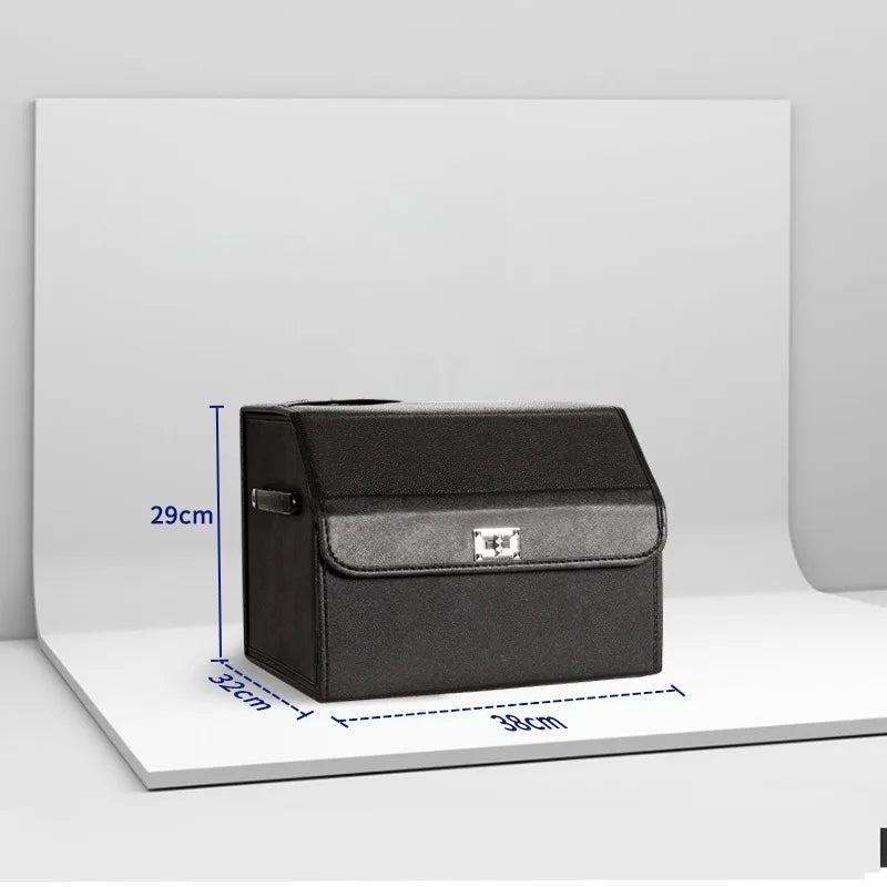 Foldable Car Trunk Storage Box – Large Capacity Leather Organizer for Auto Accessories, Waterproof and Easy to Store - Delicate Leather