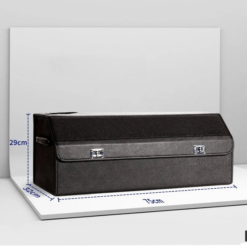 Foldable Car Trunk Storage Box – Large Capacity Leather Organizer for Auto Accessories, Waterproof and Easy to Store - Delicate Leather