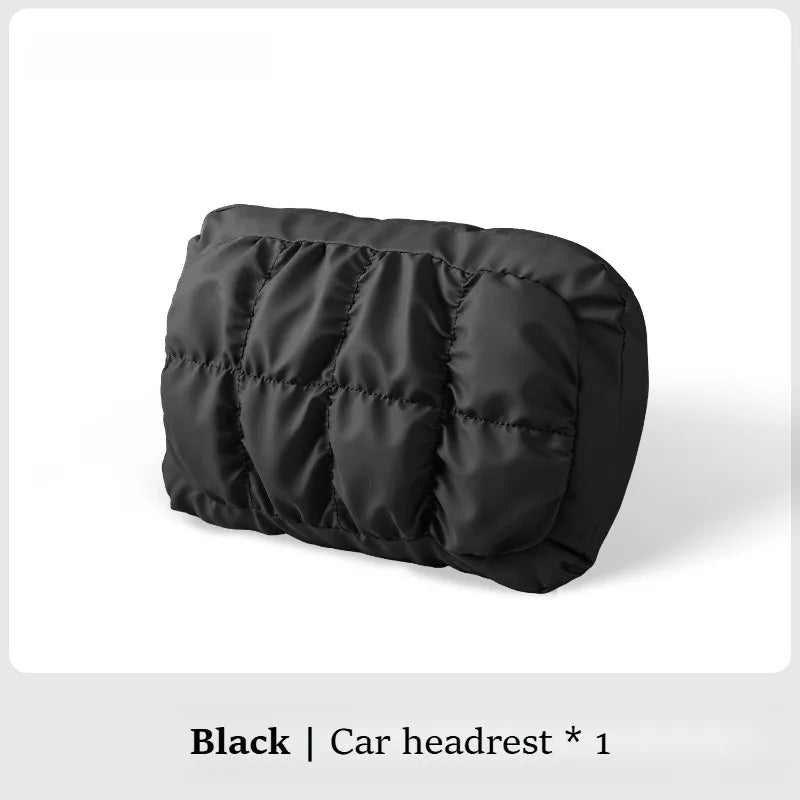 Car Neck Pillow and Lumbar Support Set – Soft Leather Seat Headrest and Back Cushion, Universal Fit - Delicate Leather