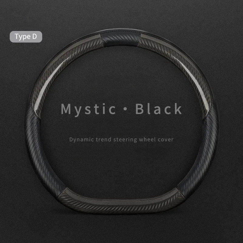 Carbon Fiber Leather Car Steering Wheel Cover – Universal Non-Slip O/D Type Steering Wheel Covers - Delicate Leather