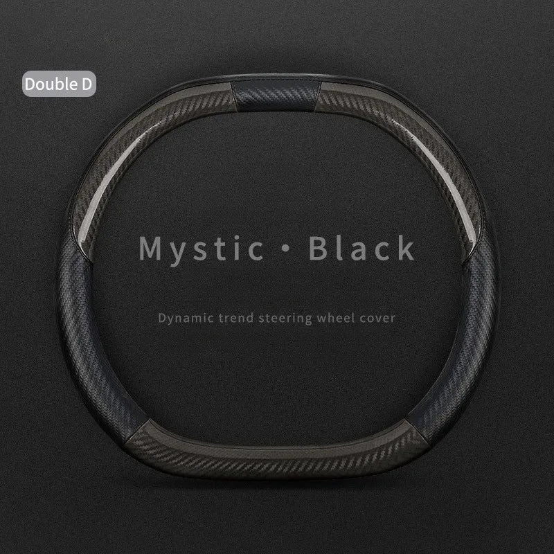 Carbon Fiber Leather Car Steering Wheel Cover – Universal Non-Slip O/D Type Steering Wheel Covers - Delicate Leather