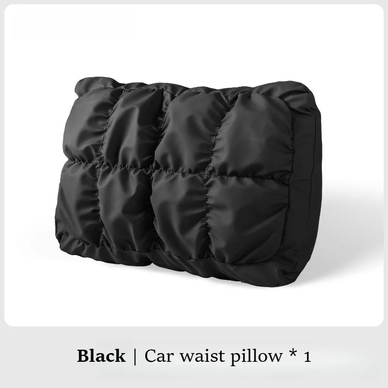 Car Neck Pillow and Lumbar Support Set – Soft Leather Seat Headrest and Back Cushion, Universal Fit - Delicate Leather