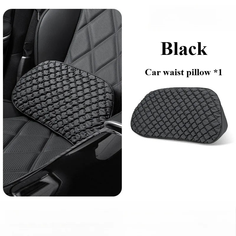 Luxury Leather Car Neck & Lumbar Pillow Set – Ergonomic Memory Foam Headrest and Waist Support for Auto Seats - Delicate Leather