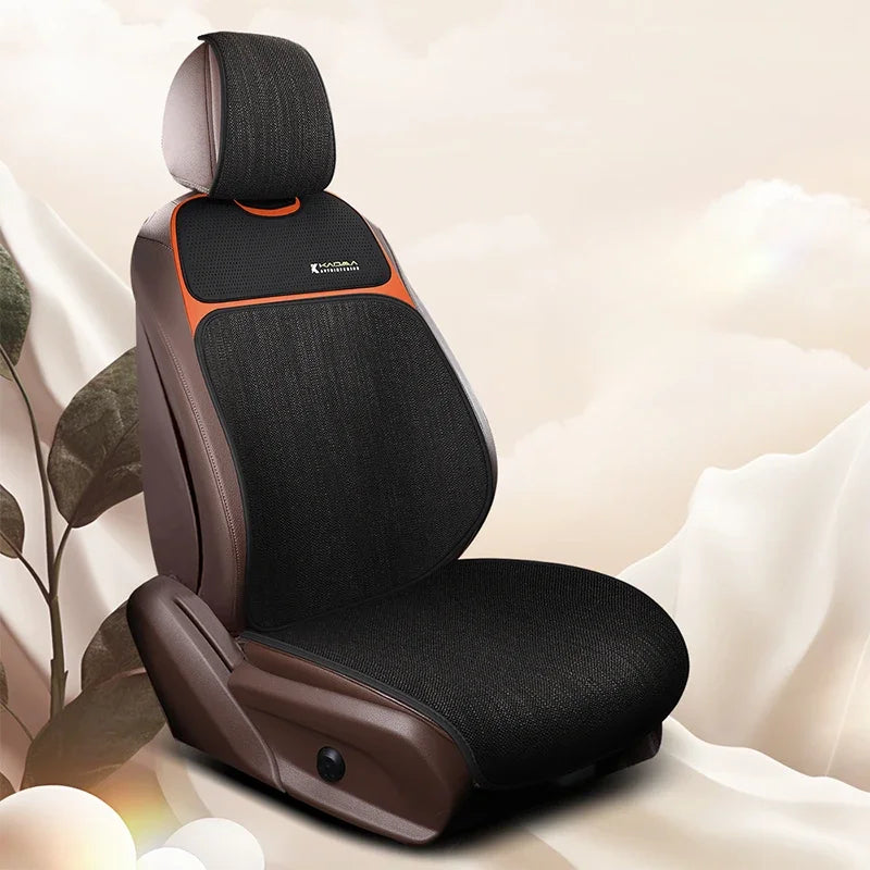 Breathable Linen-Textured Car Seat Cushion – Universal Front Row Seat Cover for All Seasons - Delicate Leather